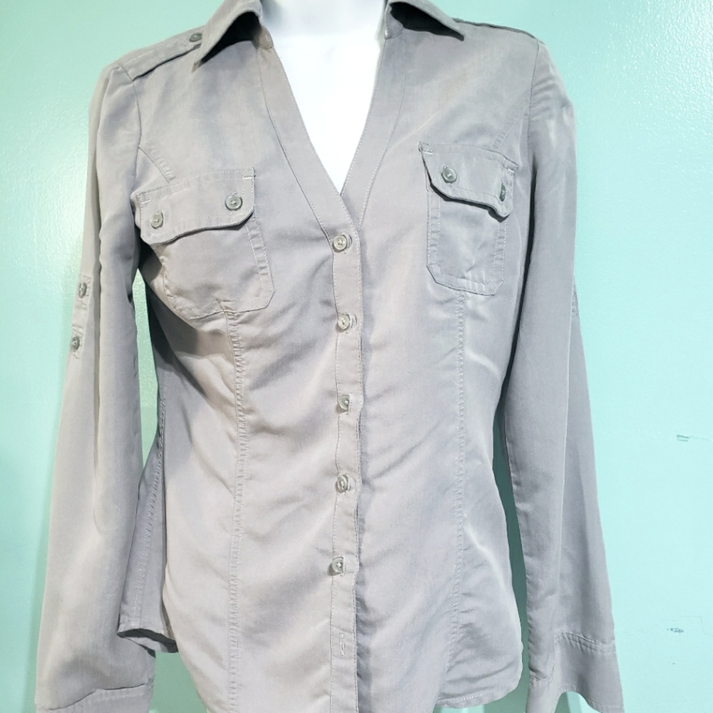 Gray casual long sleeve polo